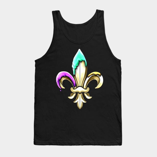 Golden fleur de lis with purple green and golden colored tips. Tank Top by SinBle